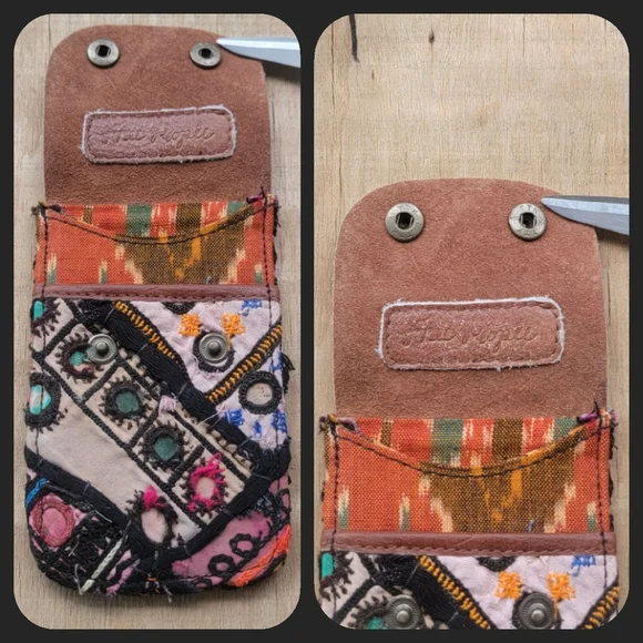 🎱🔮 Free People Boho Embroidered Repurposed vtg banjara hippie Wallet card case - Picture 3 of 16